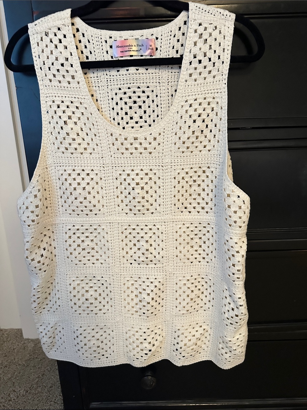 Abercrombie & Fitch Ivory Crochet Square-Panel Tank